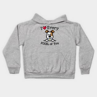 Pixelated jack russell terrier puppy with Inspirational quote Kids Hoodie